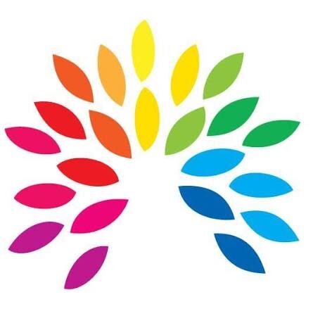 Het Schrijftrainner-logo is een boom met veelkleurige blaadjes die symbool staan voor evenzoveel lezersverwchatingen.